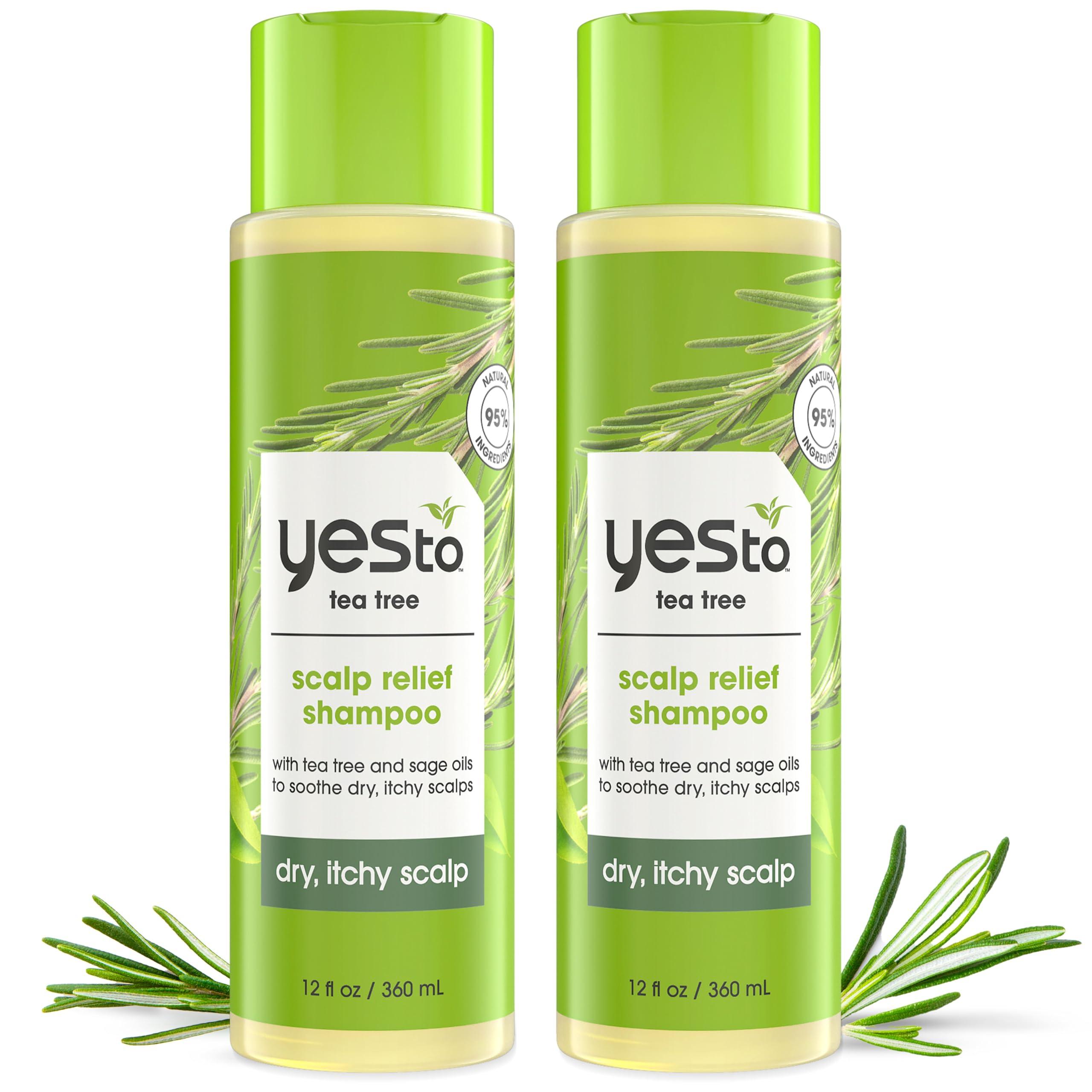 Yes To Yes To Tea Tree Scalp Relief Shampoo, pH Balancing Formula To Calm Dry Itchy Scalp While Moisturizing & Nourishing Hair, With Tea Tree & Sage Oil, Natural, Vegan & Cruelty Free, 12 Fl Oz 2PK