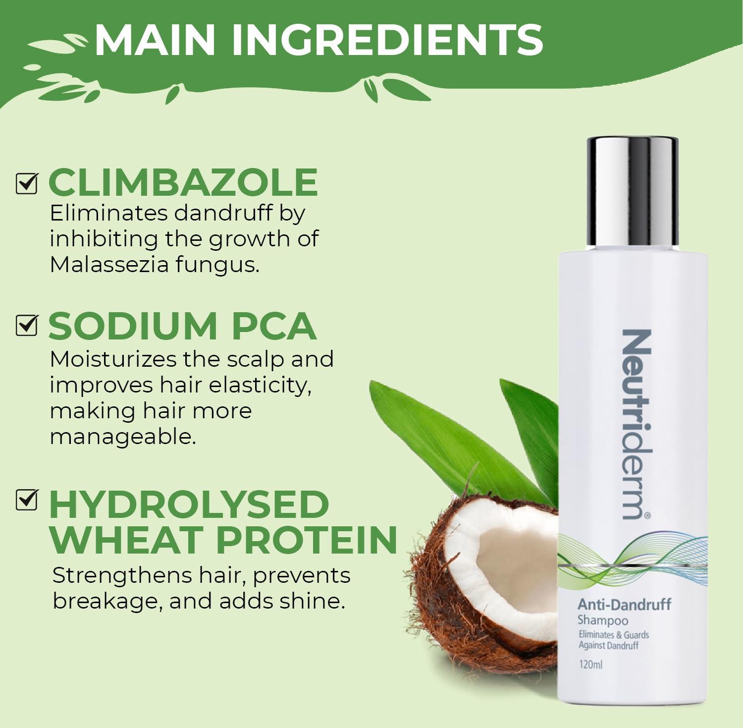 NEUTRIDERM Neutriderm Anti Dandruff Shampoo, Fast-Acting, Dry Scalp Shampoo, Long-Lasting Relief, Dandruff Control Treatment for Itching, Flaking and Redness, Hydrating Scalp Treatment, 120ml (4.05 fl oz)