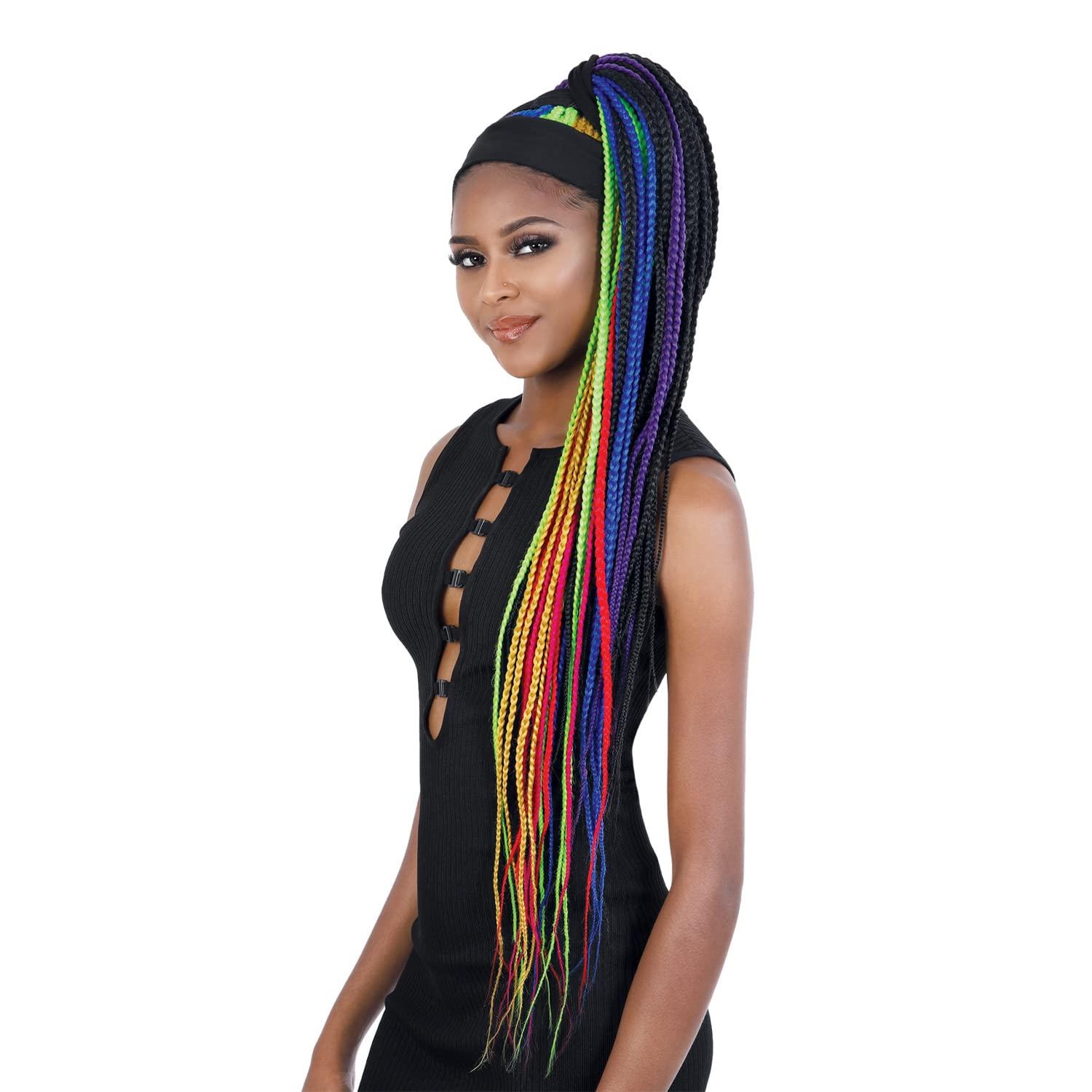 MOTOWN TRESS MOTOWN TRESS Seduction Quick Wrap with Headband Wig WRAP.BOX36 Box Braid 36" (UNICORN)