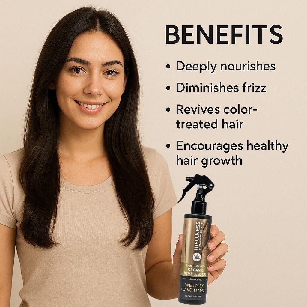 Wellness Premium Products Wellness Premium Product Wellplex Hemp-Infused Leave-In Mask Spray for Damage Control | Enriched with organic cold-pressed hemp seed oil