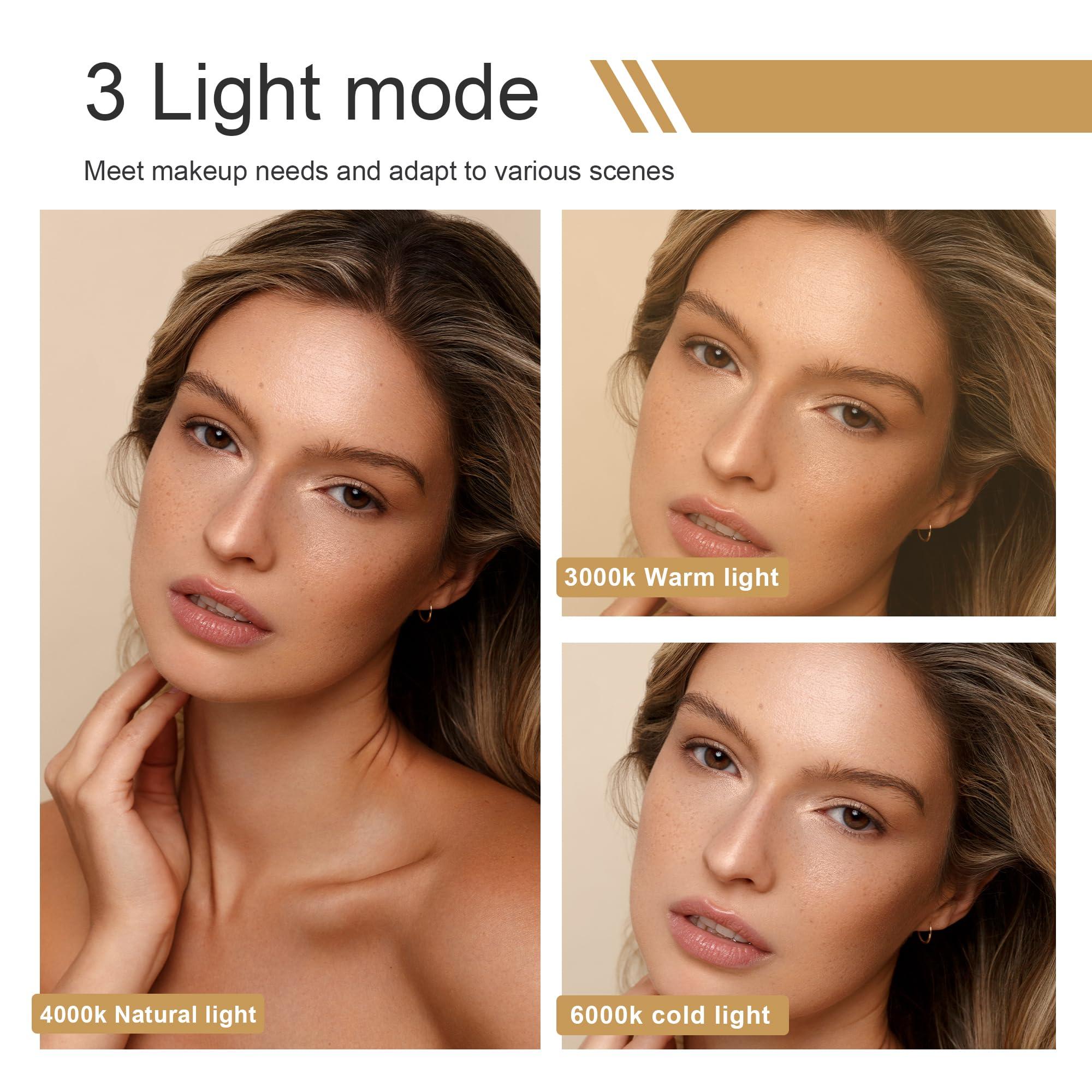 TUSHENGTU 9\" Large Black Wall Mount Magnifying Mirror With Light, TUSHENGTU 3000mAh Rechargeable Lighted Makeup Vanity Mirror Wall Mounted Swing Arm,10X/1X Magnifying Vanity Mirror for Bathroom 360Double Sided