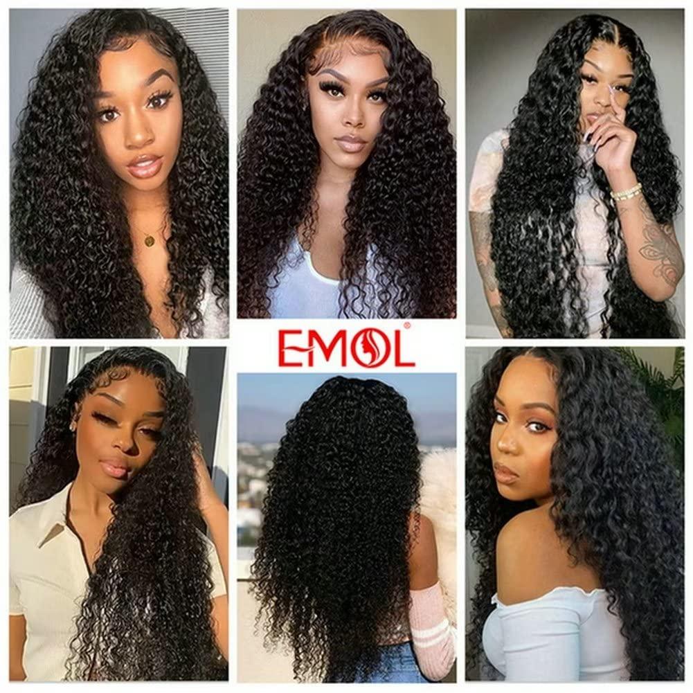 EMOL 4 Bundles 8 10 10 12 Inch Kinky Curly Human Hair Weave