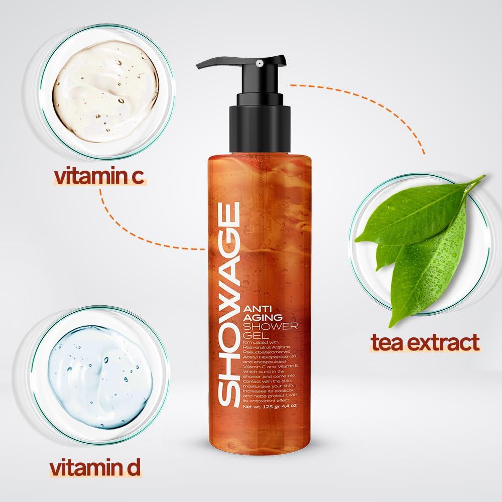 SHOWAGE SHOWAGE Anti Aging Shower Gel, Moisturizing Body Cleanser, Cleansing and Firming Anti Aging Body Wash, 4.4 Oz (1)