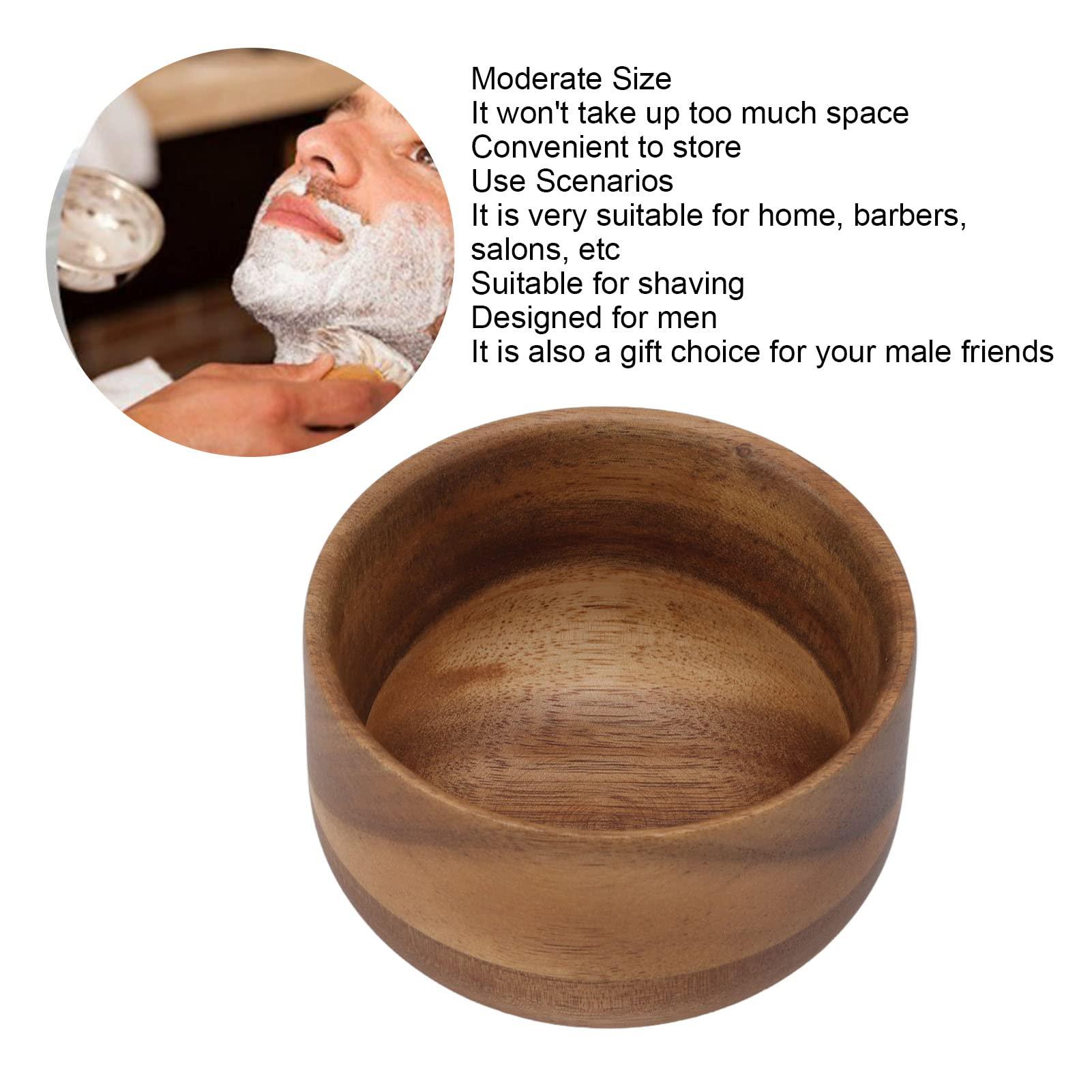 HERCHR HERCHR Men Shaving Bowl, Composite Wood Shaving Scuttle Mug, Men\'s Soap Cream Shaving Brush Bowl, Wooden Men Shaving Bowl Burr Compact Shaving Cream Cup for Home Barber Shop Salon
