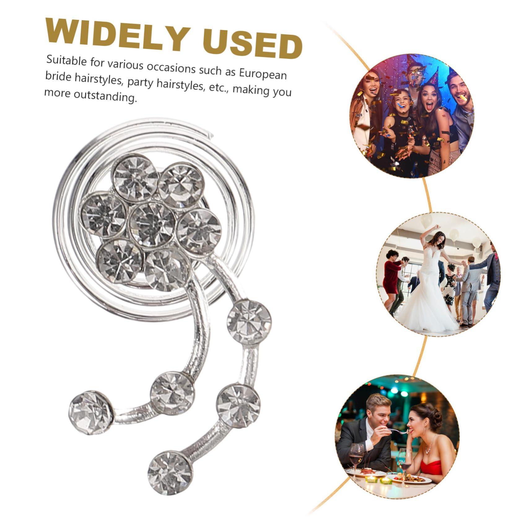 VINTORKY VINTORKY Elegant Prom Hair Accessories 12pcs Silver Spiral Hair Clips Bridal Hair Clip for Women Rhinestone Hair Jewelry Hair Jewels for Women