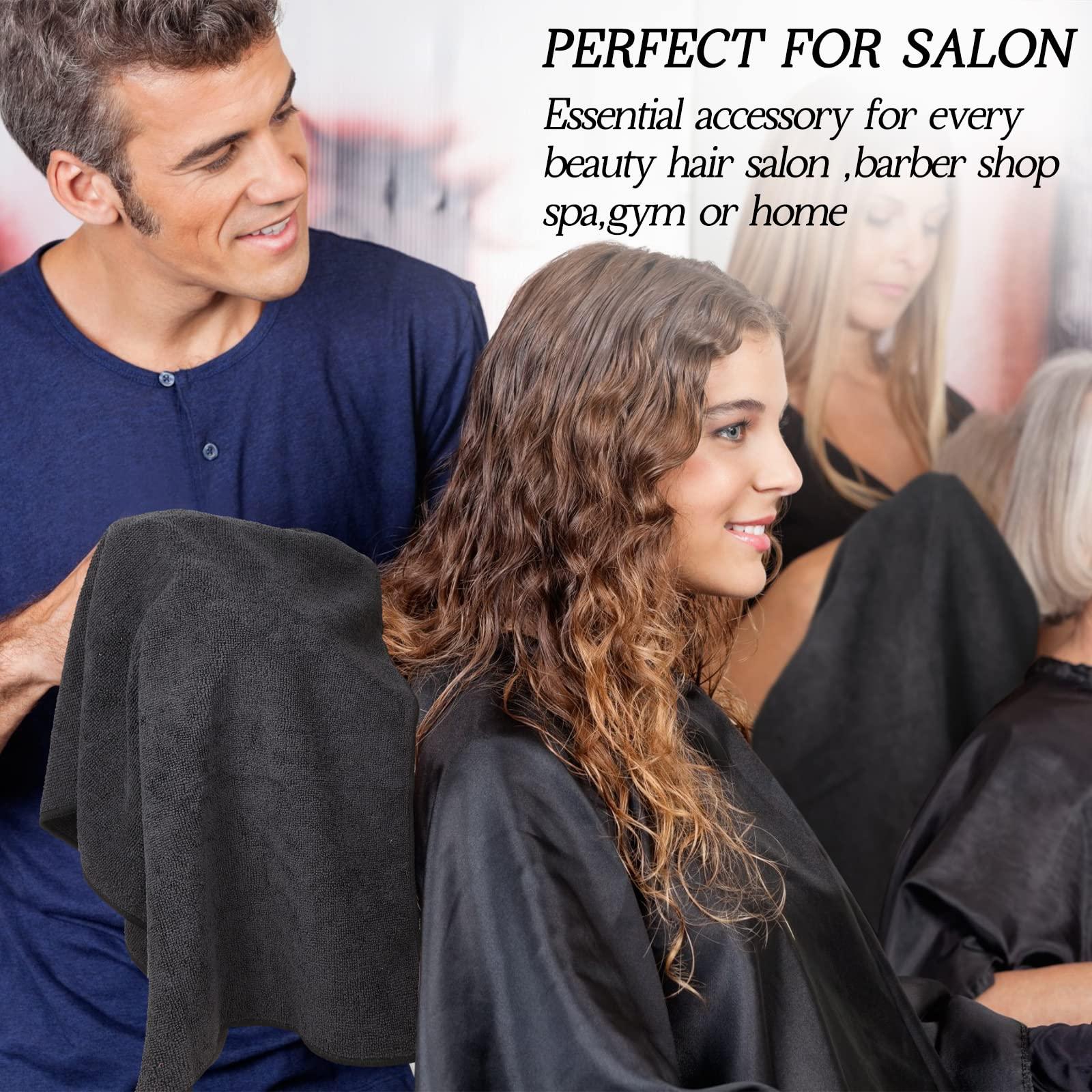 Shimeyao 48 Pack Bleach Proof Salon Towels Microfiber Absorbent Towels Bleach Resistant Hair Towel Quick Dry Hand Towels Bulk for Gym Bath Spa Home Hair Drying, 16 x 27 Inches (Black)