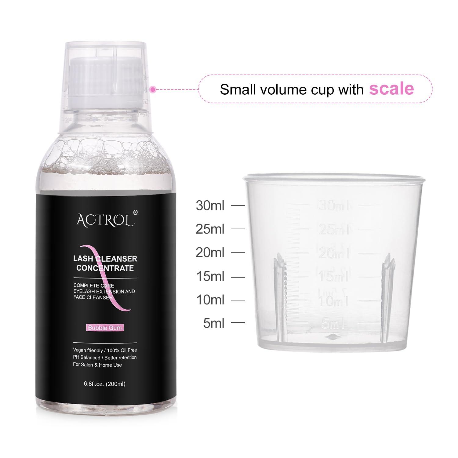 ACTROL ACTROL Eyelash Cleanser Concentrate 200ml Bubble Gum Professional Lash Shampoo Foaming Cleanser DIY Paraben & Sulfate Free Non-lrritating Wash for Extensions Lashes Care-Makes 20 Bottles