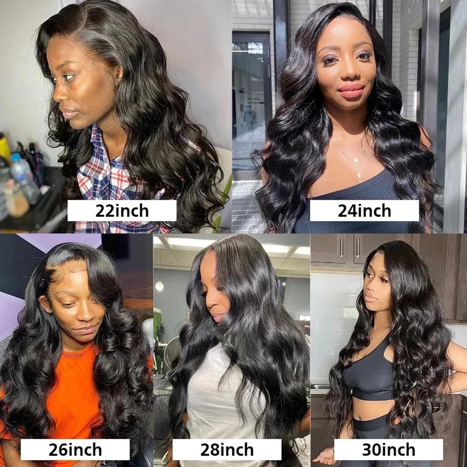 Yifute Human Hair Bundles Body Wave 4 Bundles (22 20 18 16 inches) 100% Brazilian Unprocessed Body Wavy Bundles Human Hair 10A Natural Black Weave Hair Extensions for Women