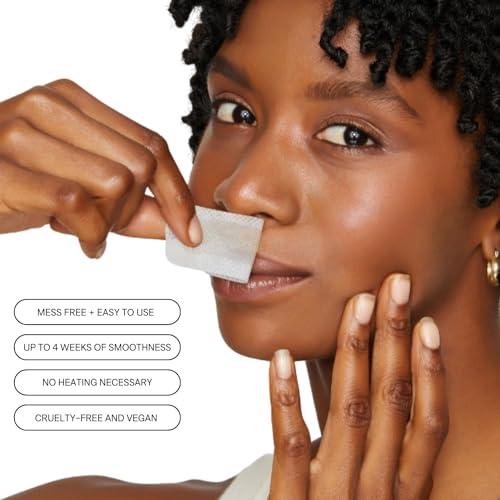 No mo-stache No Mo-Stache Wax Strips for Hair Removal, 12 Count - Hypoallergenic All Skin Types - Facial Hair Removal For Women - Travel Friendly Wax Strips For Lip, Brows, Chin, Face + Post Wax Aloe Cream