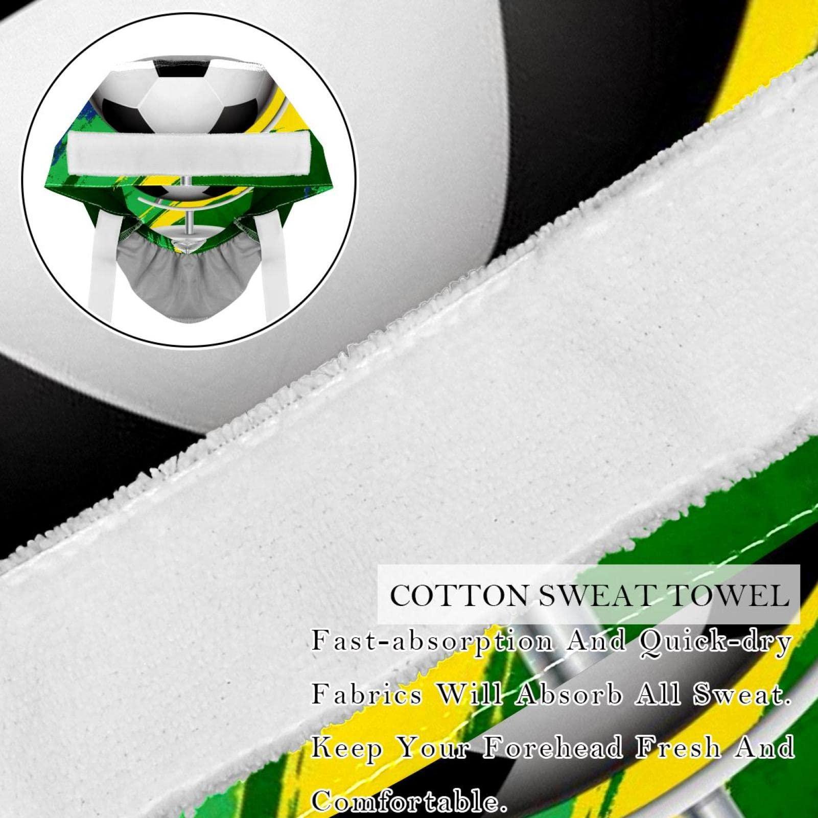 Lyetny Brazil Soccer Scrub Caps Hats Women Bouffant Working Hat Ponytail Holder for Women Long Hair Covers 2PCS