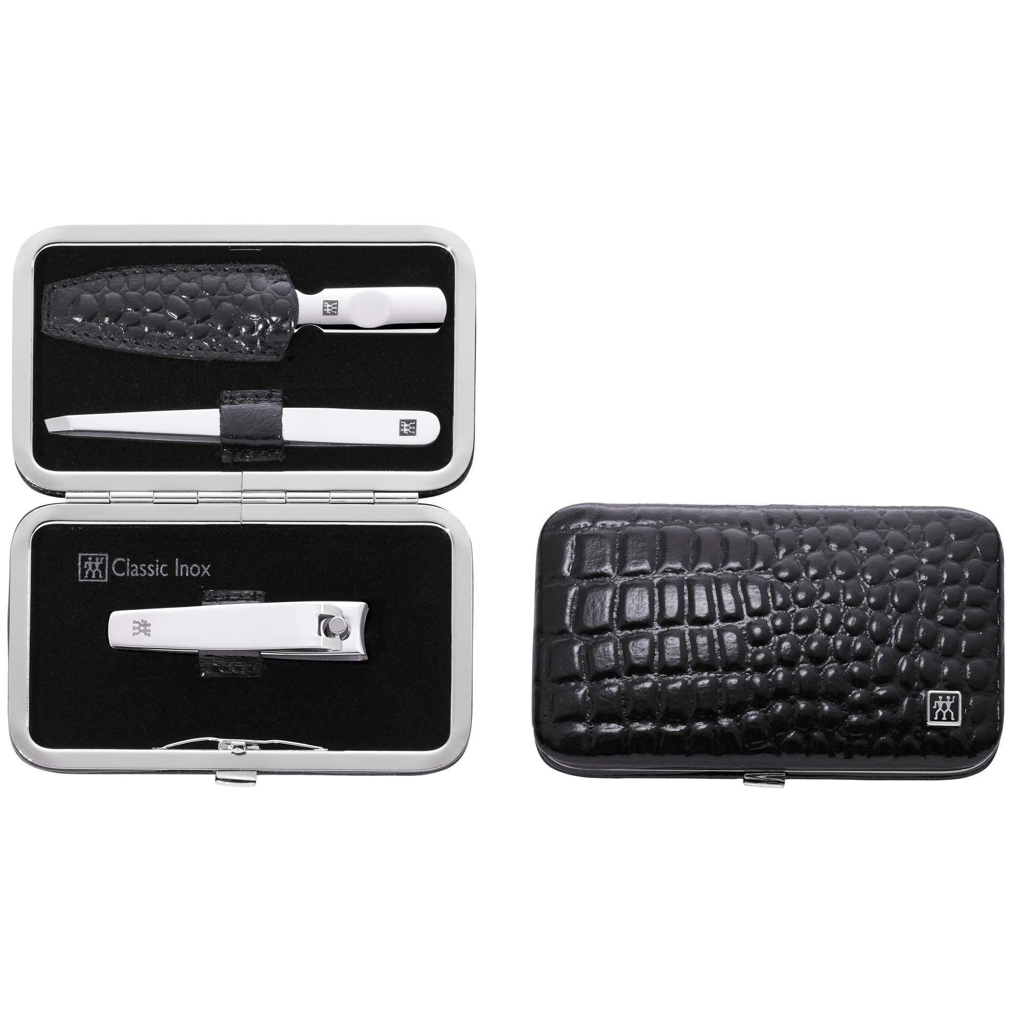 ZWILLING ZWILLING Manicure Set Pedicure kit, Nail Care Complete Set, Cowhide, Croco Edition, 3 Pieces, Black