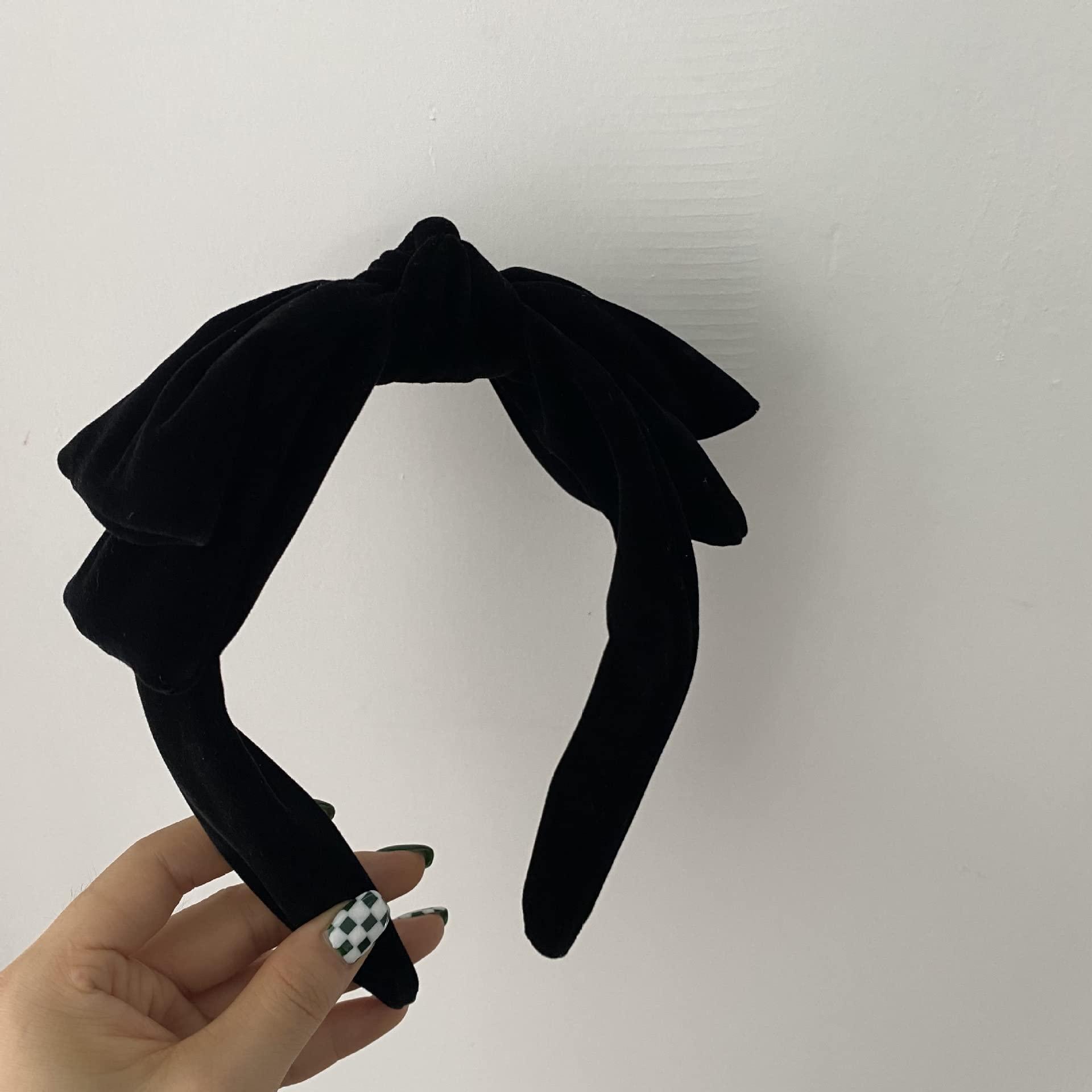 YERTTER YERTTER Dainty Black Velvet Knot Bow Turban Wide Headbands Yoga Thick Headbands Wide Hairbands Headband Headwrap Hair Band Fashion Hair Accessories for Women