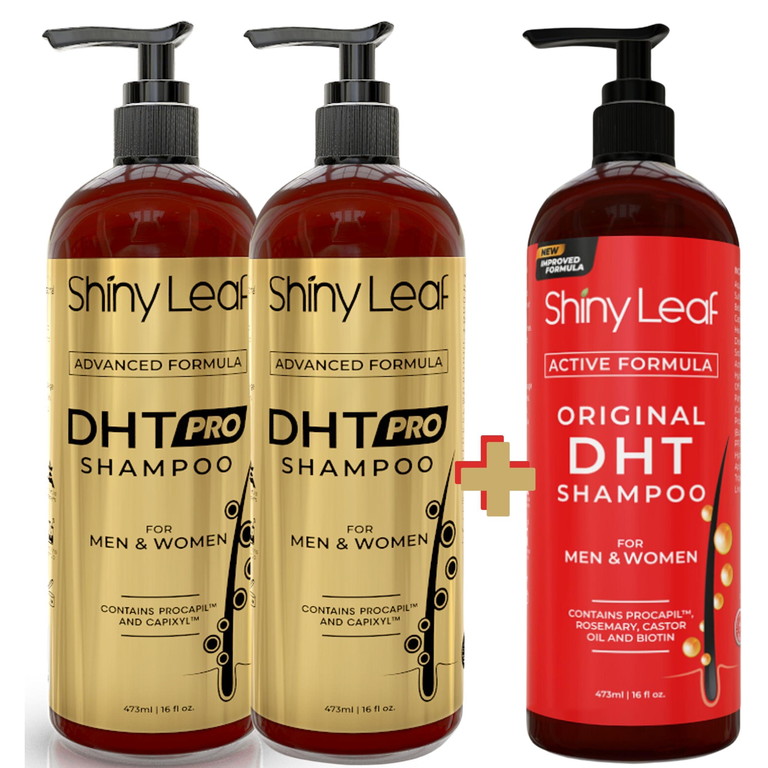 Shiny Leaf Ultimate DHT Blocking Shampoo Bundle: Advanced Formula & Original Blend for Hair Growth, 3-Pack Anti-Thinning Treatment for Men & Women