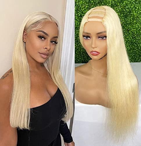 HAOKE 613 Bleach Blonde Half Wig Straight Human Hair 120g Wig U Part Extensions Lace Wigs Brazilian Hair 28inch 613