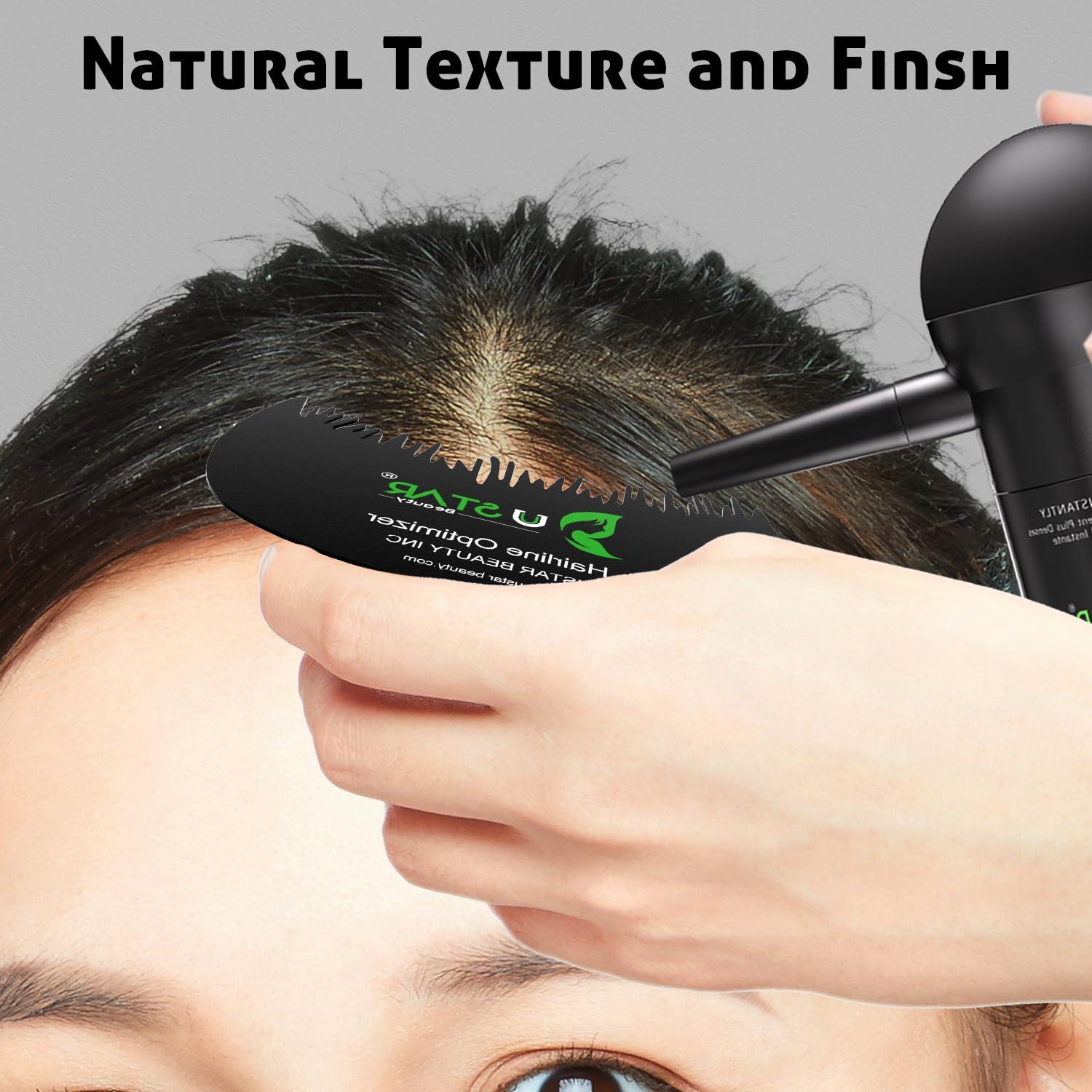 USTAR Ustar 4 in 1 Hair Building Fibers Set for Thinning Hair Thickening Natural Hair Loss Concealer Powder for Men & Women Bald Spot Cover Up and Hair Volume Enhancer 27.5g Light Blonde