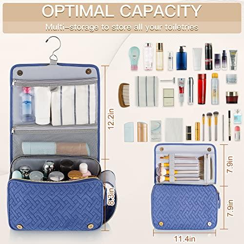 Lizzton Lizzton Toiletry Bag Hanging Travel Organizer for Women, 3 in 1 Large Makeup Cosmetic Case for Toiletries Accessories, Water-resistant Dopp Kit Shaving Bag (Blue)