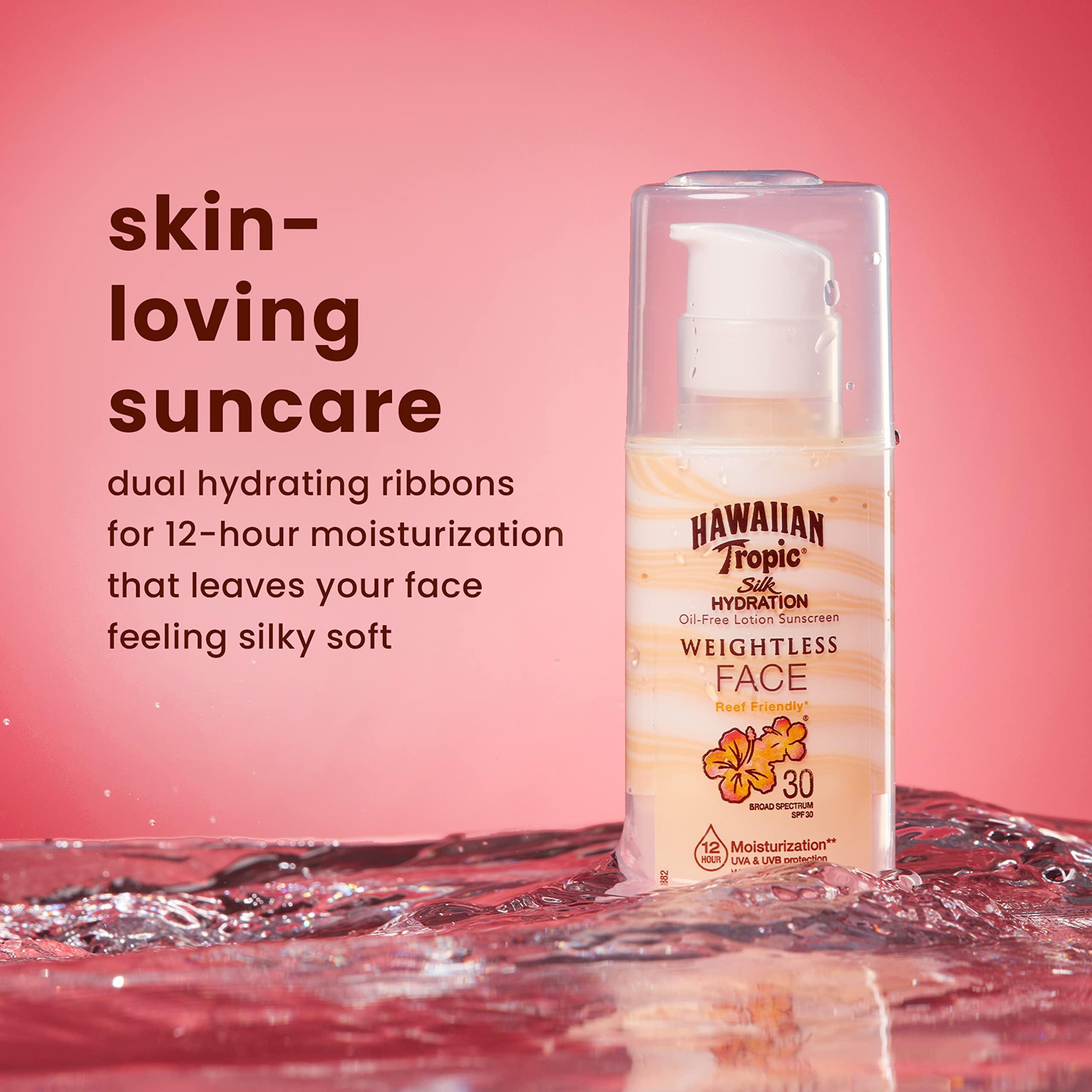 Hawaiian Tropic Hawaiian Tropic Sheer Touch Ultra Radiance SPF 70 Sunscreen Lotion, 8oz and Weightless Hydration Face Sunscreen SPF 30, 1.7oz Bundle