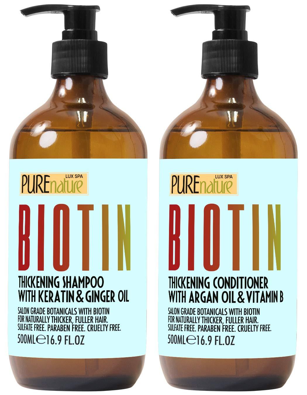 PURE NATURE LUX SPA Biotin Shampoo and Conditioner Set and Biotin Hair Mask and Biotin Hair Thickening Serum for Men and Women
