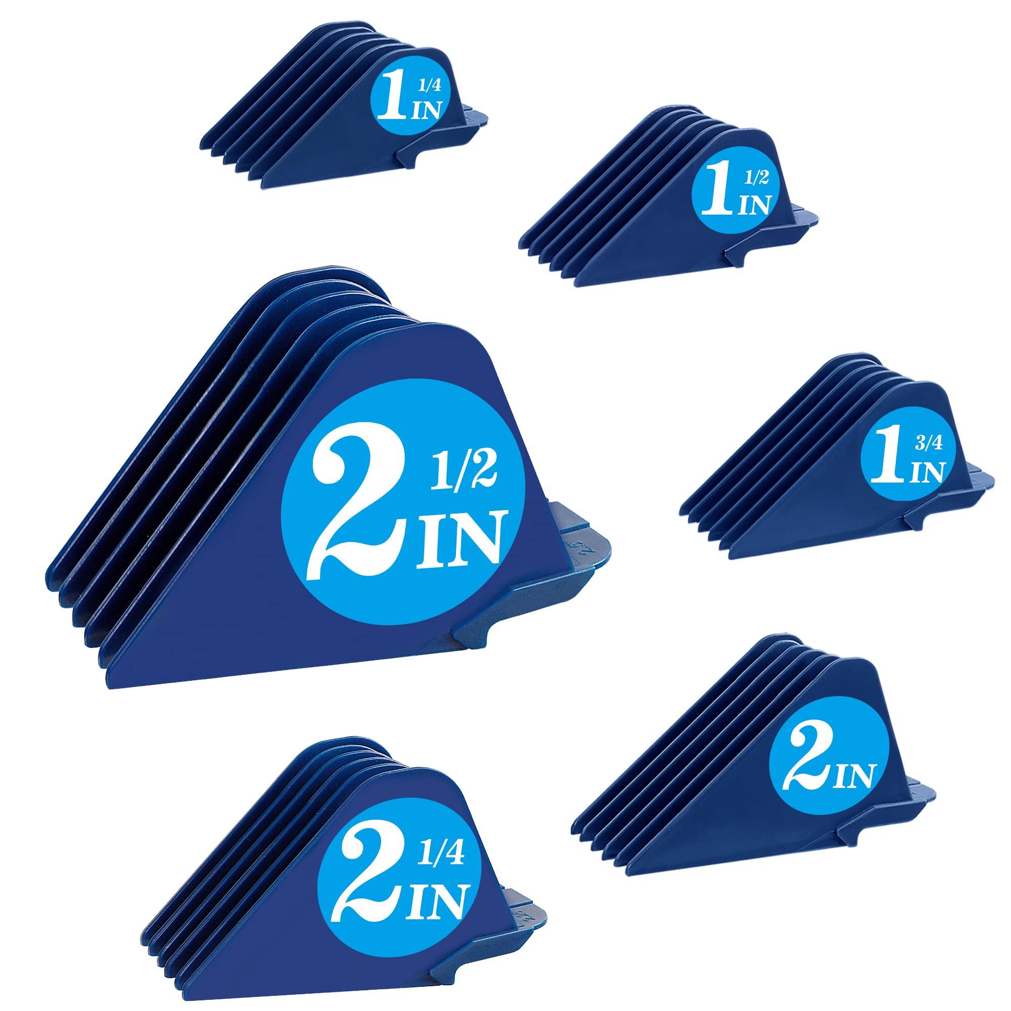 CR8GR8 Clipper Guards for Wahl 10 12 14 16 18 20 Hair Clipper Guards 6pcs Extra Long Clipper Guard Attachments 2.5 Inch Clipper Guides Multiple Sizes Universal 2.5", 2.25", 2", 1.75", 1.5", 1.25" (Blue)