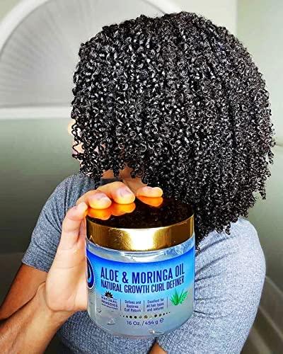 Nefertiti's Secrets Nefertiti's Secrets Natural Growth Curl Definer | Aloe Vera and Moringa Oil for Hair Growth & Moisture | Strong Hold | Frizz Controller | Curly Hair Products for Women | 16 Oz / 454 mL