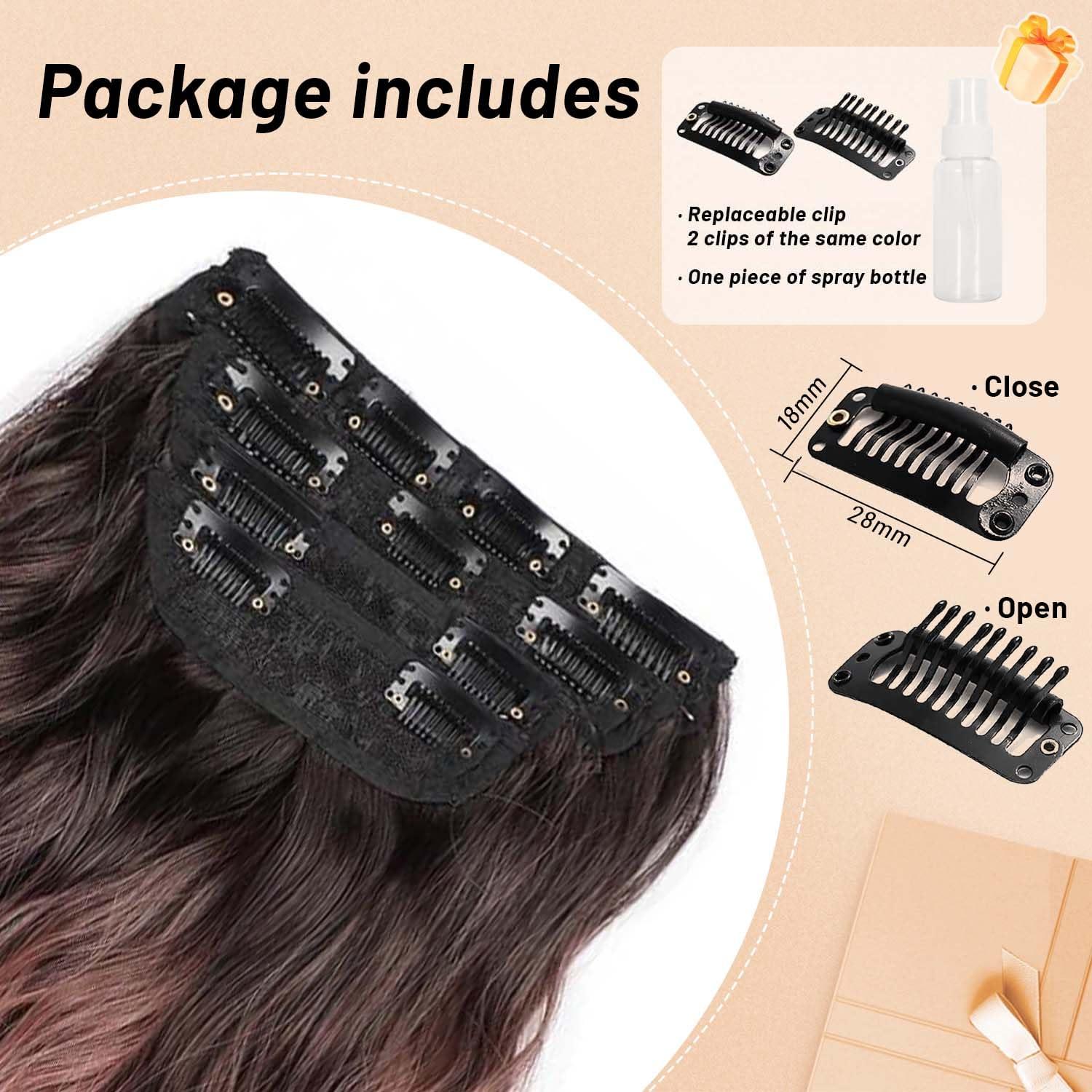 Perience Clip in Hair Extensions Synthetic Wavy Hair Extensions Clip in 20 inch Thick Pink Hair Extensions Clip Double Weft Hair Extension for Women (20INCH, PINK)