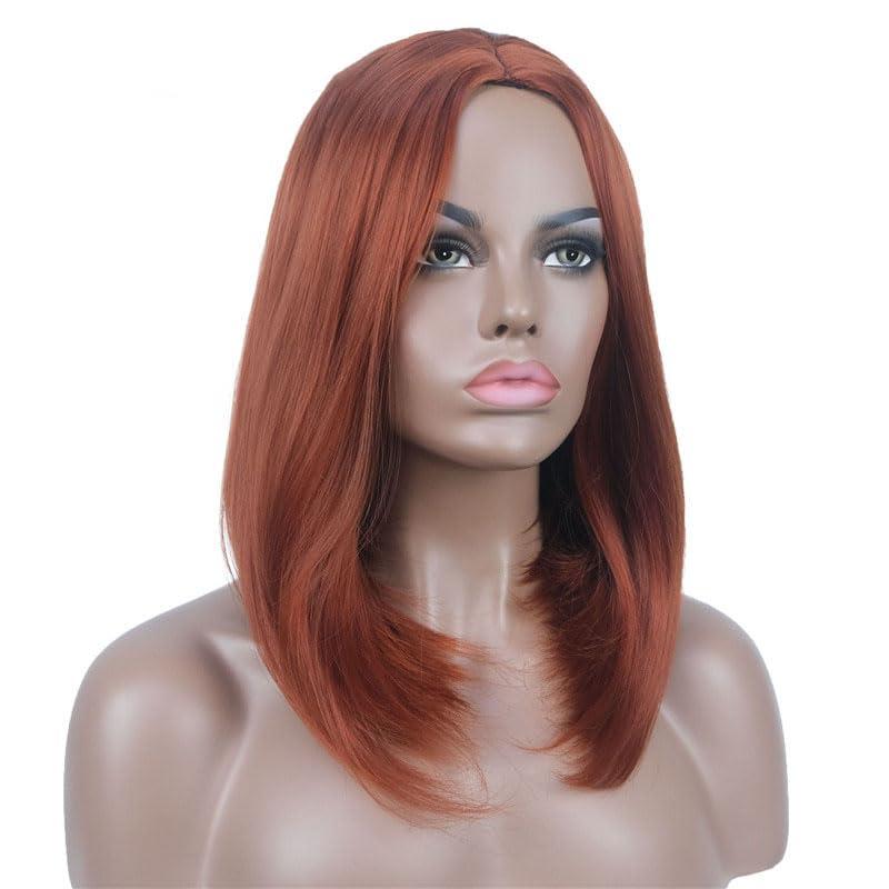 NinthAvenue Basics 18 Inches Long Bob Wig Middle Parting Heat Friendly Realistic Natural Synthetic Wig Women Hair