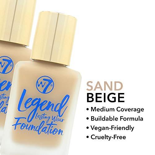 W7 W7 Legend Foundation - Creamy Liquid Foundation for Poreless, Semi-Matte Medium Coverage - 28ml (Sand Beige)