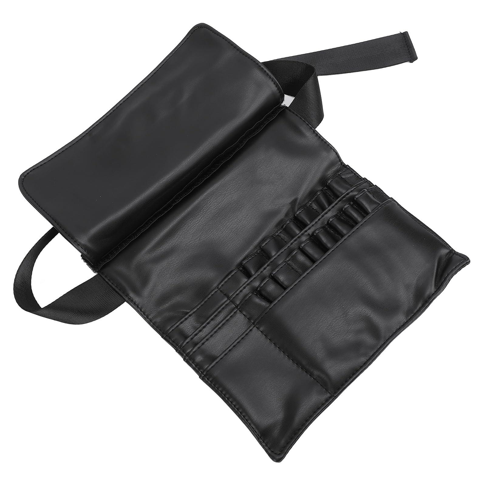 ZJchao Makeup Artist Bag, Makeup Brush Waist Bag, Makeup Brush Bag with Belt, Makeup Artist Waist Bag PU Material Cosmetic Tool Storage Holder for Brush