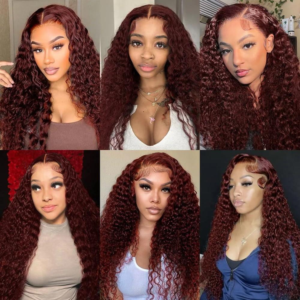 HuxoWax Reddish Brown Human Hair Bundles Copper Water Wave Bundles Human Hair 8a Grade Brazilian Virgin Hair 3 Bundles 14 14 14 Inch Color 33 Human Hair Bundle Brown Bundles