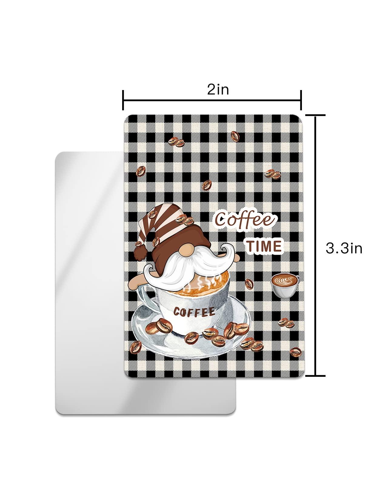 OComster OComster Cute Gnomes Cafe Compact Mirror Bulk 4 Pack Card Mirror, Coffe Bean Black and White Buffalo Plaid Small Compact Mirror for Purse, Rectangular Handheld Pocket Makeup Mirror