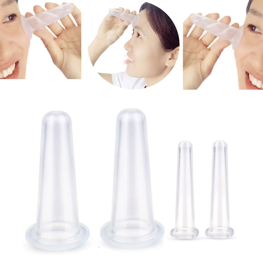 NewGtuizi 4PCS Facial Cupping Set, Vacuum Massage Silicone Cup For Body Face Neck Back Eye For Skin Care Anti-Aging And Anti-Wrinkle Beauty Tool, White