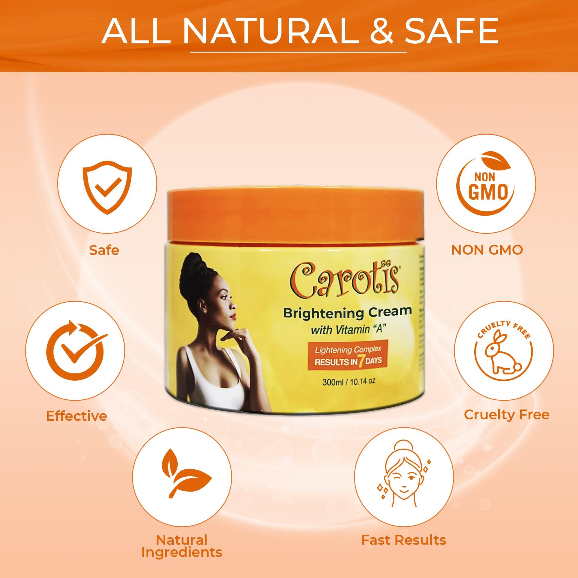 CAROTÏS CAROTS, Skin Brightening Cream 300ml / 10.14fl oz 7 Day Night Cream for Uneven Skin Tone, with Vitamin A