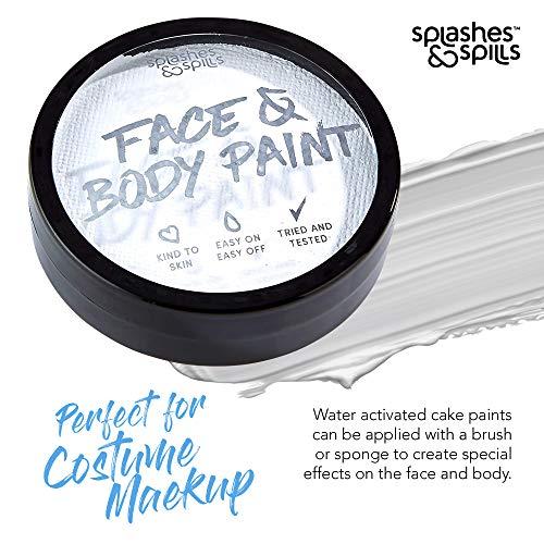 splashes & spills Face and Body Paint Cream - White, 18g Cake Tub - Pretend Costume and Dress Up Makeup by Splashes & Spills