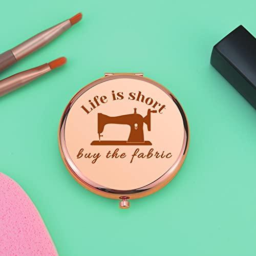 Mwphuy Sewing Gifts for Women Compact Makeup Mirror for Mom Grandma Aunt Seamstress Gift Ideas Sewing Lover Gift Funny Quilting Gifts Folding Makeup Mirror for Friend Sister Christmas Birthday Gifts