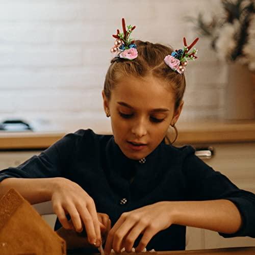 Beaupretty Beaupretty 1 Pair Christmas Antlers Hair Clips Reindeer Antler Headband Deer Horn Barrettes Christmas Hair Accessories for Women Girls