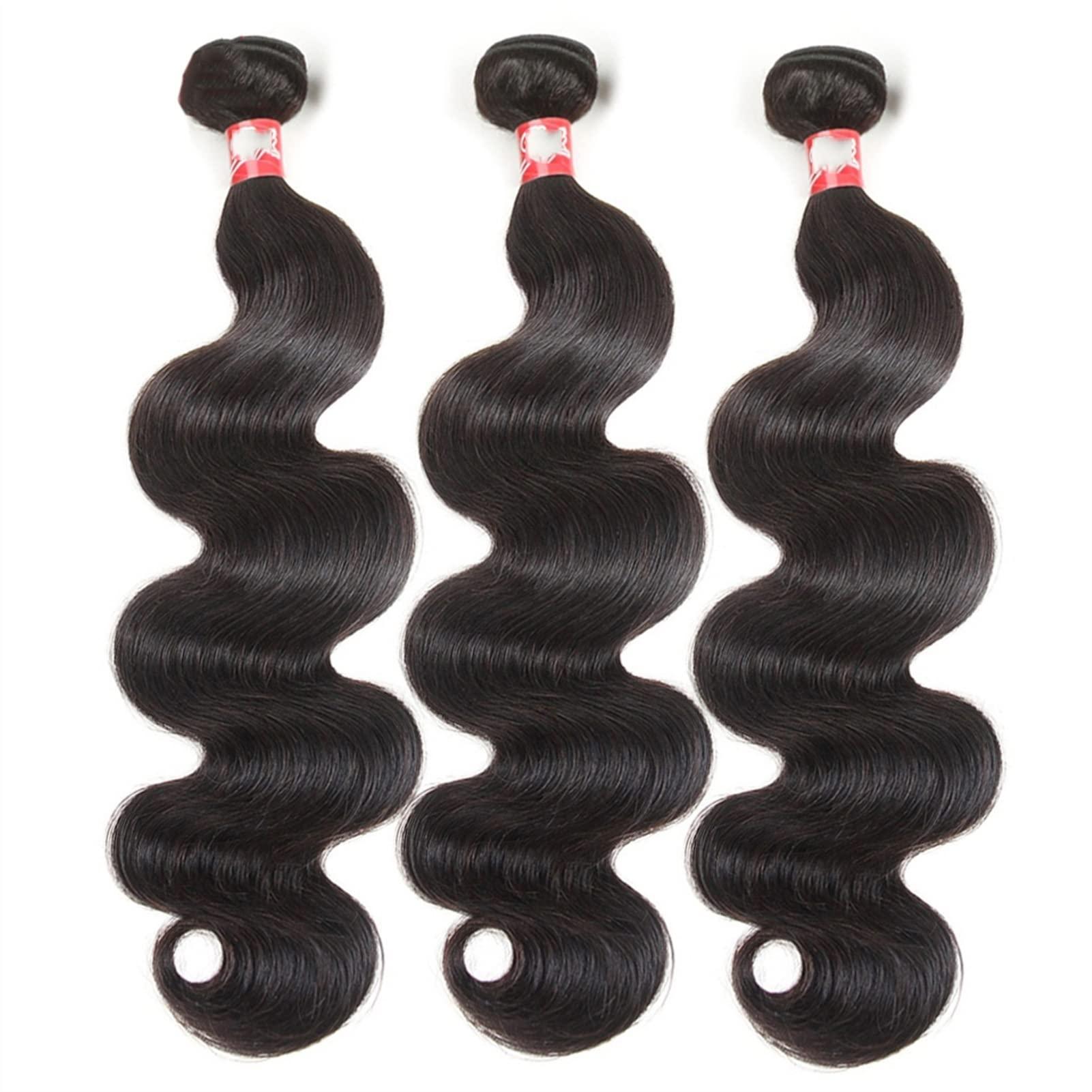 TOMYEUS KIZQYN Human Hair Bundles Malaysian Human Hair Bundles with Closure, Body Wave Lace Frontal Bundles with Closure, 8-28 inch Non-Remy Human Hair Weave 3/4 Bundles with Closure Braiding Hair