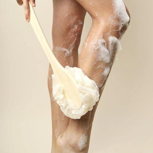 EcoTools EcoTools EcoPouf Bath Brush, Loofah Brush for Bath & Shower, Made with Long Handle & Recycled, Soft Netting for Gentle Exfoliation, Back Brush for Men & Women, Eco-Friendly & Cruelty-Free, 2 Count