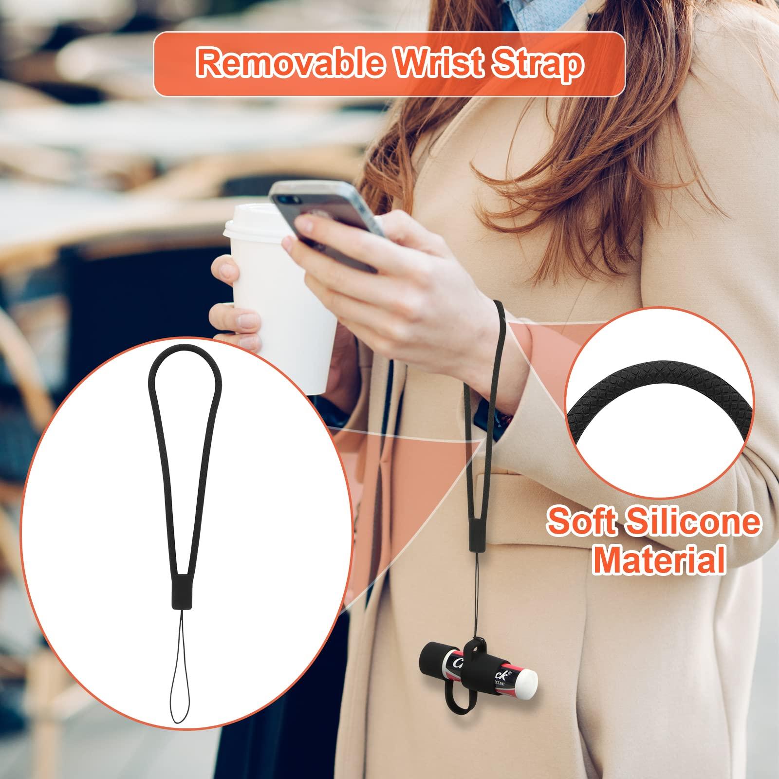 Desing Wish Desing Wish Silicone Chapstick Holder with Cap Cover, 0.6\'\' Diameter Portable Lip Balm Holder Key Chain Sleeve Chapstick Keychain Holder with Wrist Strap Lanyard - Black