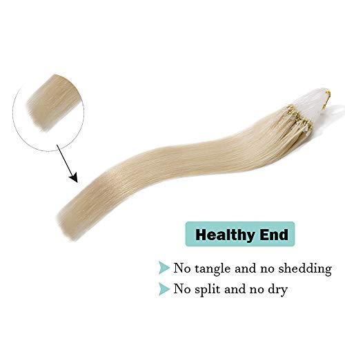 SEGO SEGO Micro Loop Human Hair Extensions Cold Fusion Micro Bead Hair Extensions Nano Rings Beads Stick Tipped Blonde Real Hair Extensions 50g 100 Strands 22inch 60# Platinum blonde