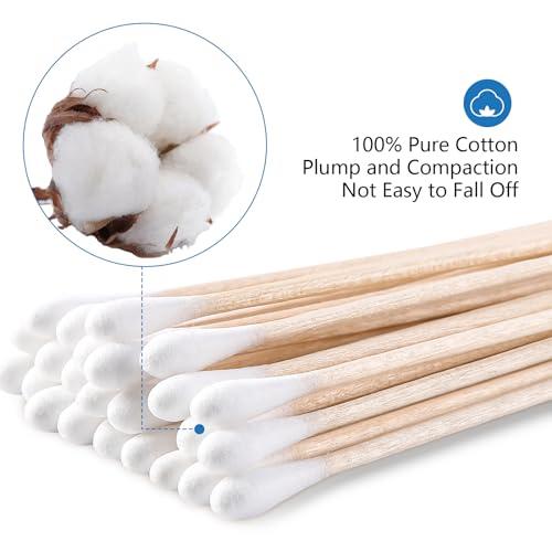 JMU JMU 6 Inch Sterile Cotton Tipped Applicators, 200 Count Long Cotton Swabs, Wood Shaft Medical Swabs