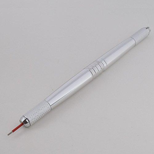 boermeize Makeup Pen Microblading Tool Stainless Steel Eyebrow Microblading Pen with Manual Tattoo Pen and 7RL Round Needle 20pcs for Tattoo Eyebrow Lip Eyeline