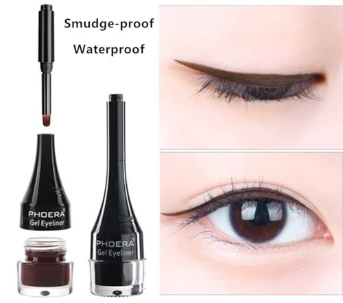 Go Ho Go Ho Dark Brown Gel Eyeliner Pot,Matte Cream Eyeliner Makeup,Smooth Highly Pigmented Long Lasting Gel Eyeliner with Brush,Eye Liner Gel Pot for Women,203 Brown