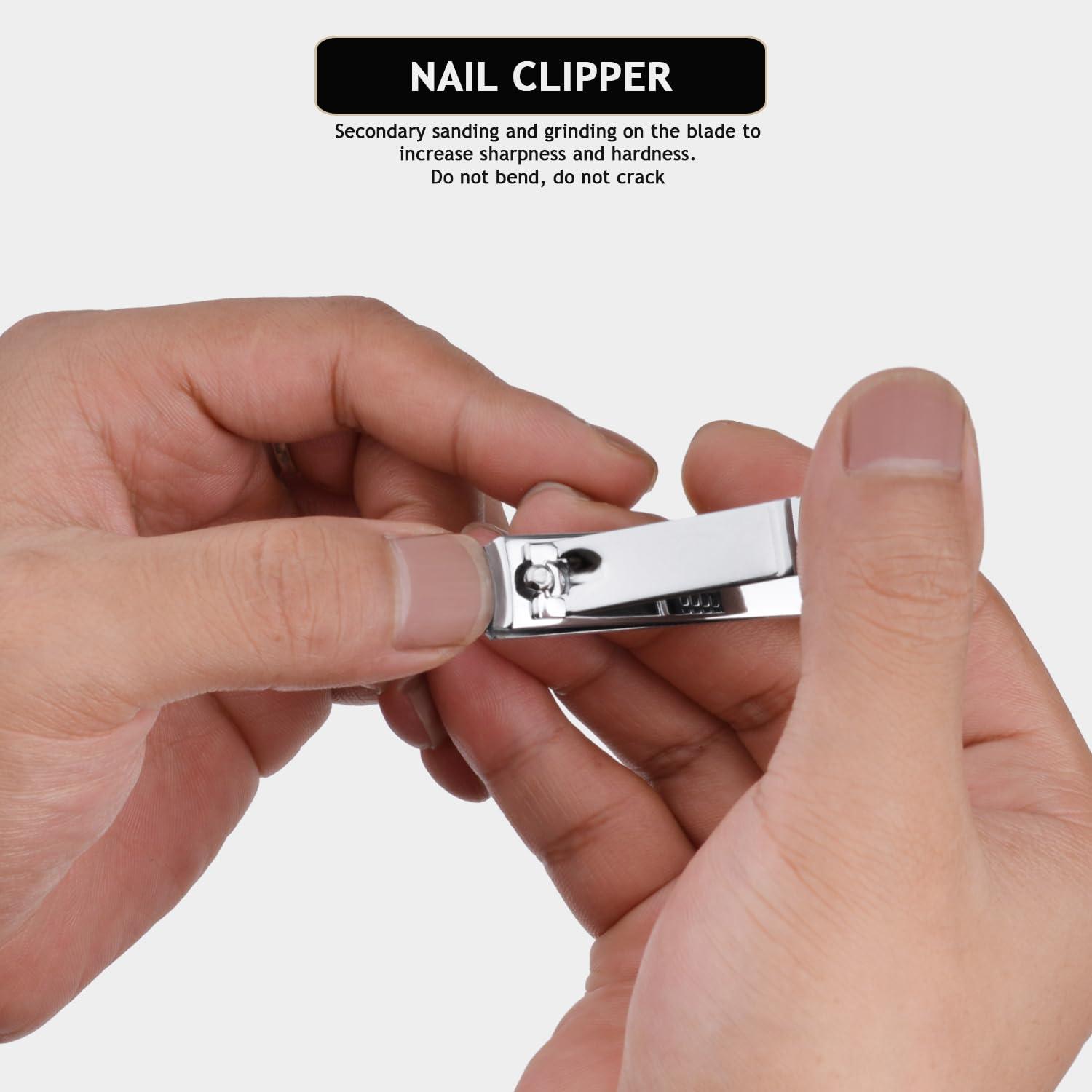 HANTEKAS HANTEKAS Travel Manicure Set Professional Nail Clipper Kit-5 Pieces Stainless Steel Manicure Kit, Women Men Grooming kit With Nail Care Tools Beauty Scissors Tweezers (Silver Green)