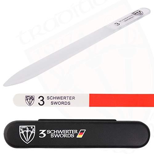 3 Swords Germany 3 Swords Germany - Brand Quality Clear Double Sided Glass Nail File for Women & Girls, Perfect for Natural Fake Gel Artificial Acrylic fingernail, incl. Nail Buffer & Tube case for Travel (313)