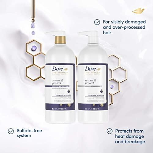 Dove Dove Hair Therapy Serum + Conditioner Rescue & Protect Hair Care For Split Ends and Damaged Hair Visibly Repairs Hair in 1 Minute 33.8 fl oz