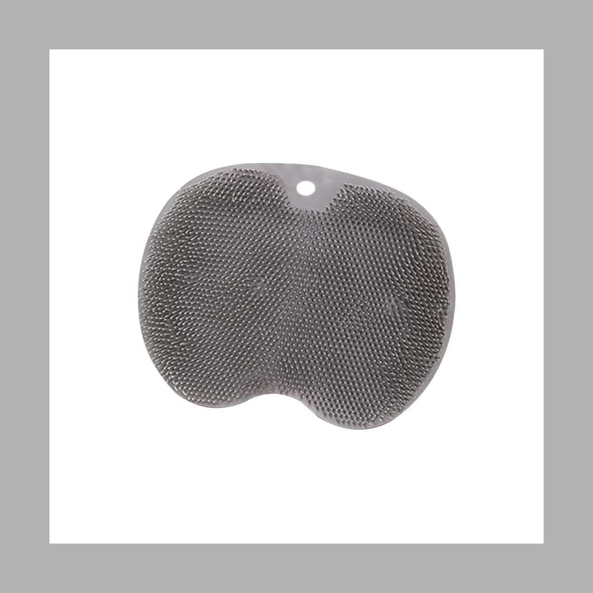HCPBRS Shower Foot & Back Scrubber, Silicone Massage Pad Wall Mounted Back Scrubber, Shower Foot Massager Scrubber Bath Massage Cushion Brush with Suction Cups, Bathroom Wash Foot Scrubber Mat (Gray)