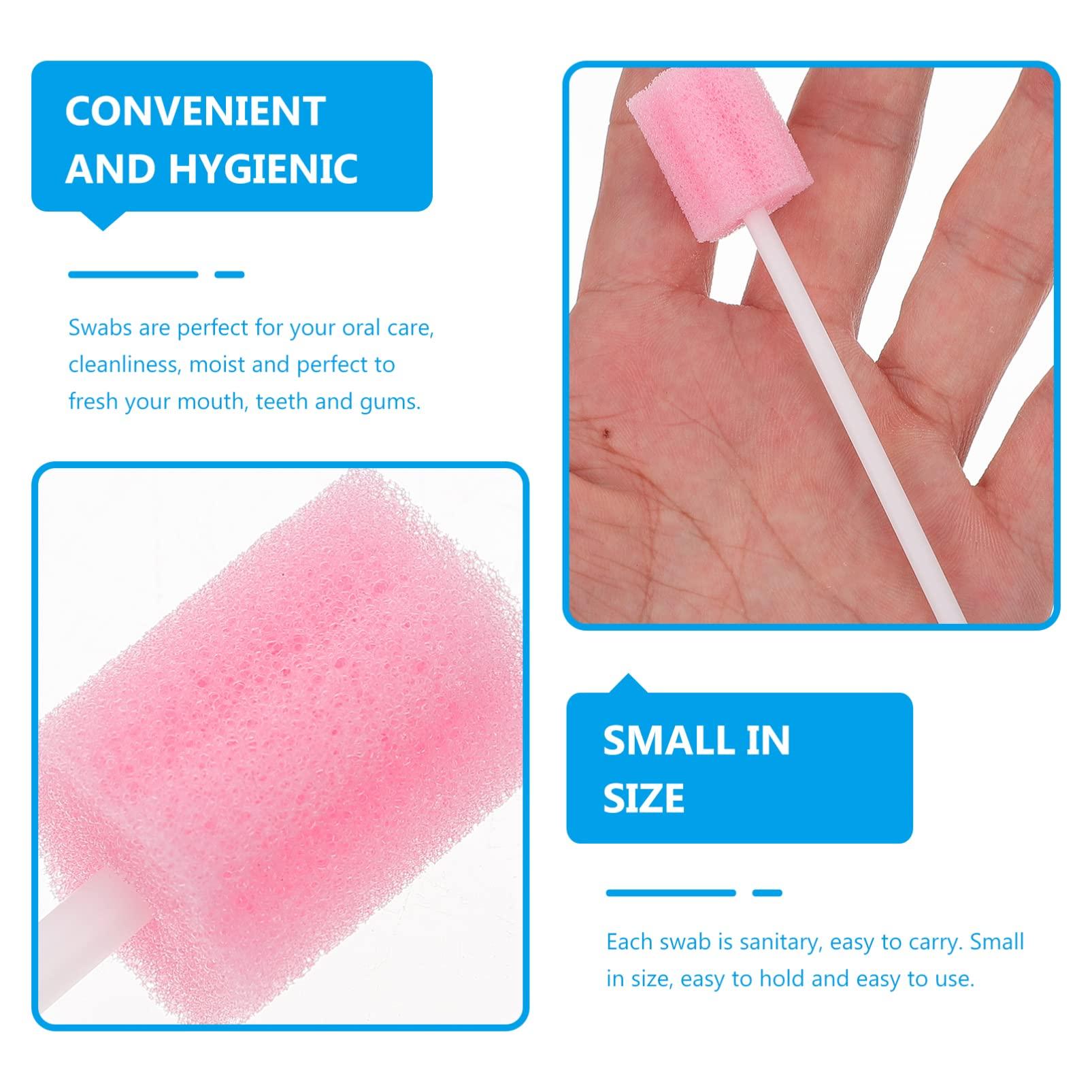Healifty 50 Pcs Oral Care Swabs, Unflavored& Sterile Mouth Swabs Sponge for Mouth Cleaning (Blue& Pink)