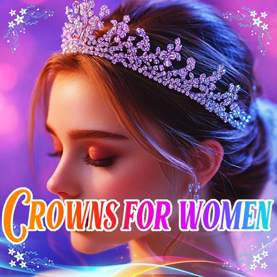 Brishow Brishow Birthday Crowns and Tiaras with Comb Pink Rhinestone Princess Tiara Prom Queen Headpiece for Women and Girls