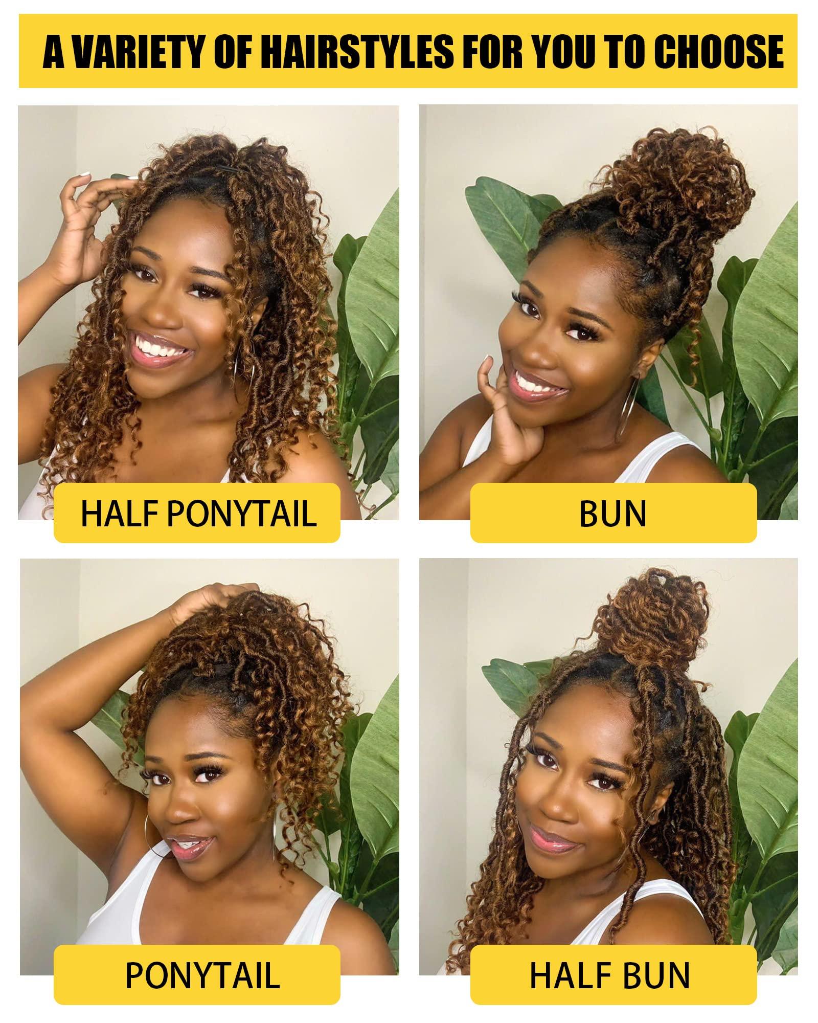 Aeagoo Goddess Locs Crochet Hair 14 Inch 7 Packs Curly Faux Locs Crochet Hair with Curly Ends River Locs Crochet Hair for Black Women Crochet Braids with Curly Ends (14 Inch, 7 Packs, T1B30)