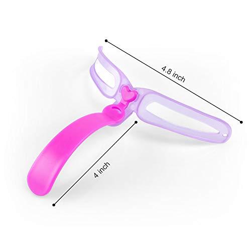 Aooba 12 PCS Eyebrow Stencils - Eyebrows Shape Reusable with Eyebrow Razors and Pencil, Eye Brow Shaping Template Stamp Kit with Handle and Strap Washable DIY Makeup Tools